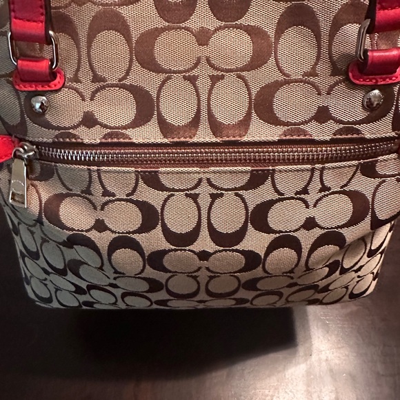 Coach Brown and Red Signature Totes coach wallet included - Picture 6 of 16